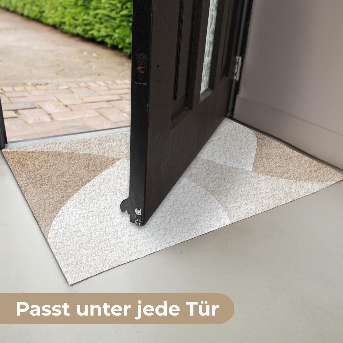 FUSSMATTE Braun - Japandi - Abstrakt Schmutzfangmatte 90x60 cm - Beige, Kunststoff (90/0.4cm) - MuchoWow