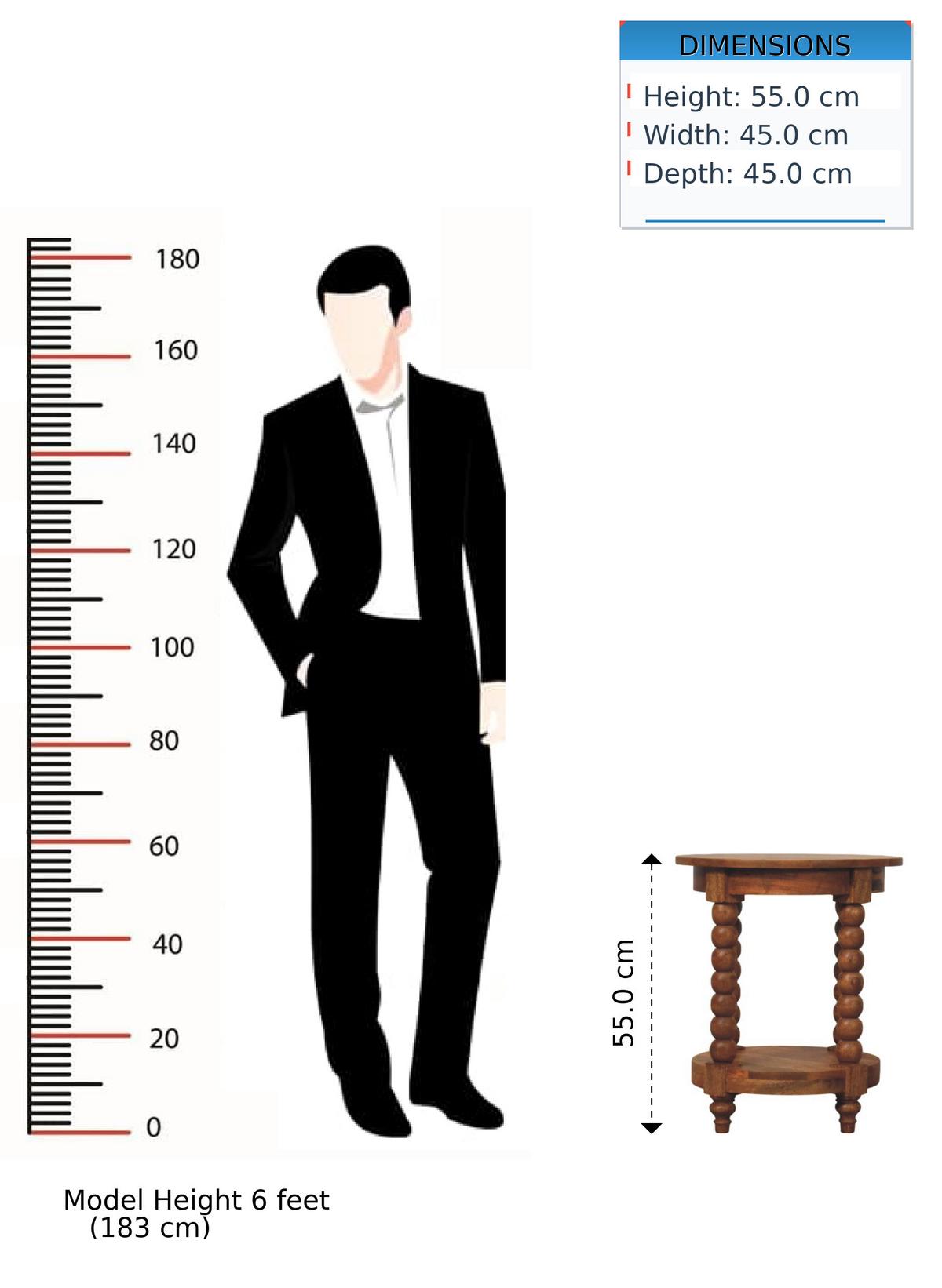 BEISTELLTISCH Golden-Teak-Finish, 1 offenes Regal in der Mitte, Braun - Braun, Holz (45/45/55cm) - Artisan Furniture