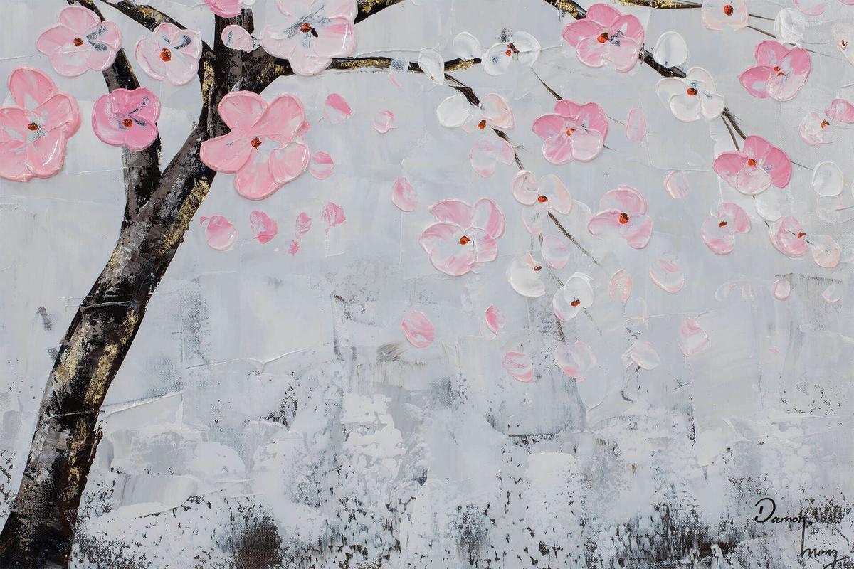 ACRYLBILD HANDGEMALT 120/60 cm - Pink/Grau, Holz/Textil (120/60cm) - KUNSTLOFT