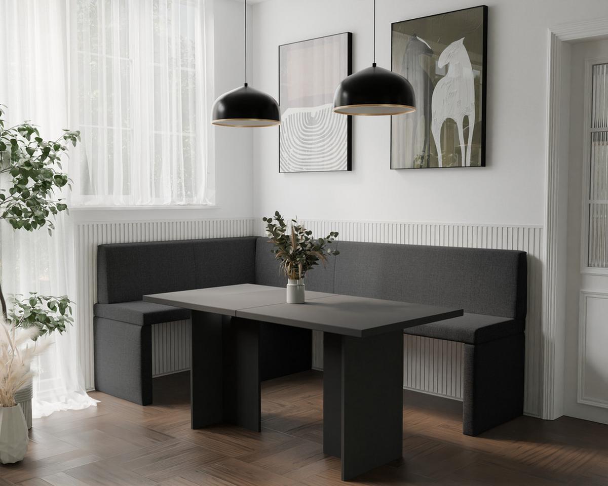 ECKBANK links OWEN Webstoff, 128/168 cm Anthrazit - Anthrazit, Holz/Textil (128/168cm) - Idohome
