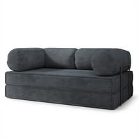 BETTSOFA ALVIO aus Schaumstoff Kordstoff Grau Schlaffunktion - Dunkelgrau, Textil (170/68/80cm) - MASSENO