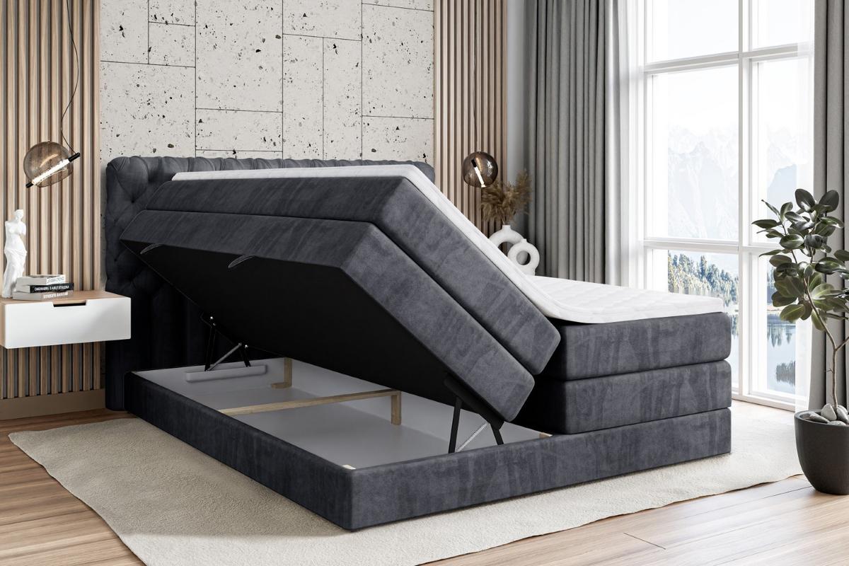 BOXSPRINGBETT BOXI8 KING - 200x200 - H3/H4 - Dunkelgrau - Dunkelgrau, Holzwerkstoff (200/200cm) - ALTDECOR