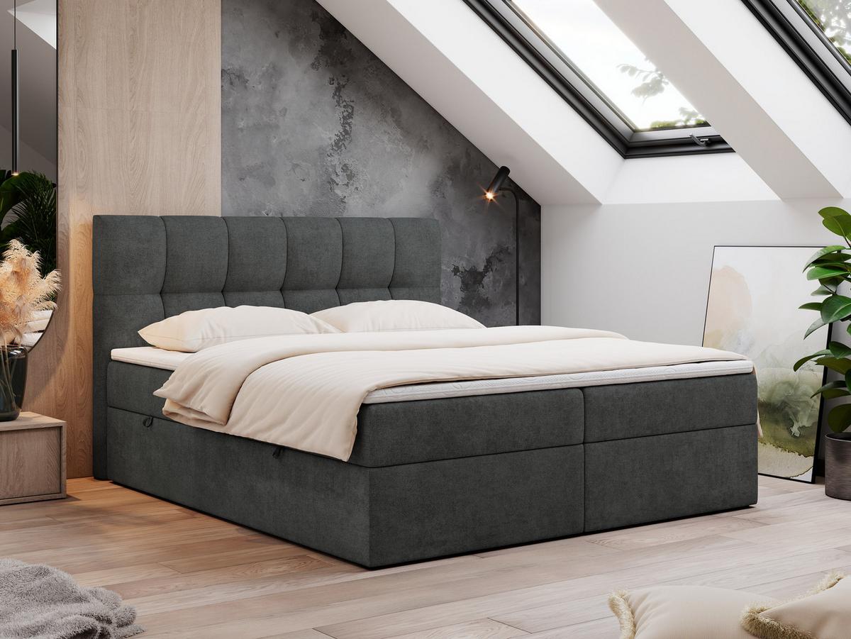 BOXBETT RICO 140/200 Dunkelgrau Struktur - H3 - Dunkelgrau, Holz/Textil (140/200cm) - MKS