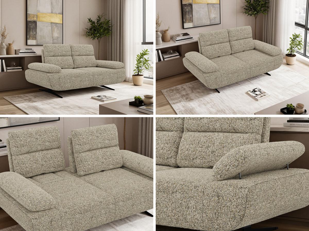 2-SITZER SOFA SORAE - Beige Stukture - Beige/Schwarz, Textil/Metall (182/94/107cm) - MKS