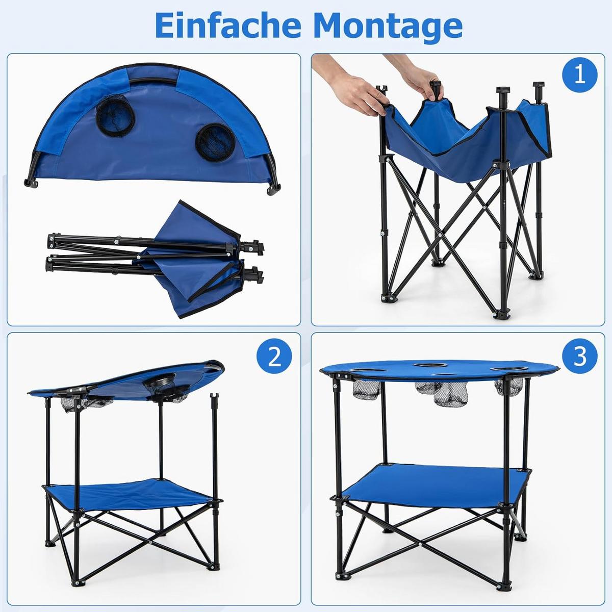 CAMPINGTISCH Blau - Blau, Textil (72/72/59cm) - COSTWAY