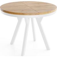 ESSTISCH Vero Neo rund ausziehbar verlängerbar, Eiche Braun 80-130/80/77 cm - Eiche Wotan/Weiß, Holz/Holzwerkstoff (80/130/77cm) - WFL GROUP