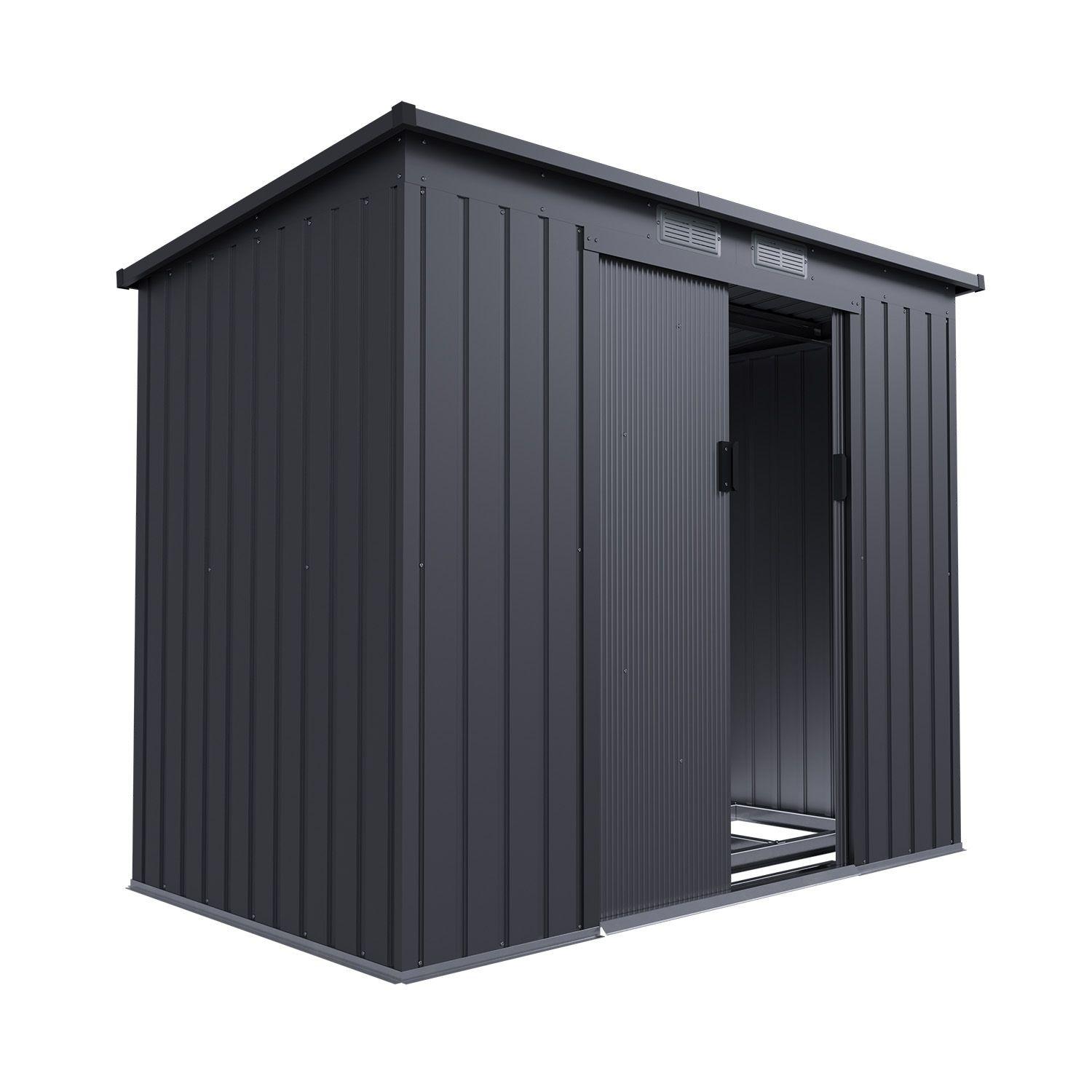 GERÄTESCHUPPEN M dunkelgrau - Dunkelgrau, Metall (218/174/132cm) - Juskys