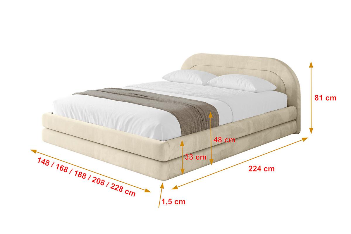 POLSTERBETT mit Bettkasten und Lattenrost, Bett mit Matratze H3/H4 - LERIS-v1 180x200 Beige - Ecru, Holzwerkstoff/Textil (180/200cm) - ALTDECOR
