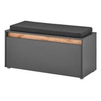GARDEROBENBANK grau matt, Eiche Wotan 100 cm, Sitzbank inklusive Sitzkissen - Eiche Wotan/Silberfarben, Holzwerkstoff/Kunststoff (100/45/40cm) - Furn.Design
