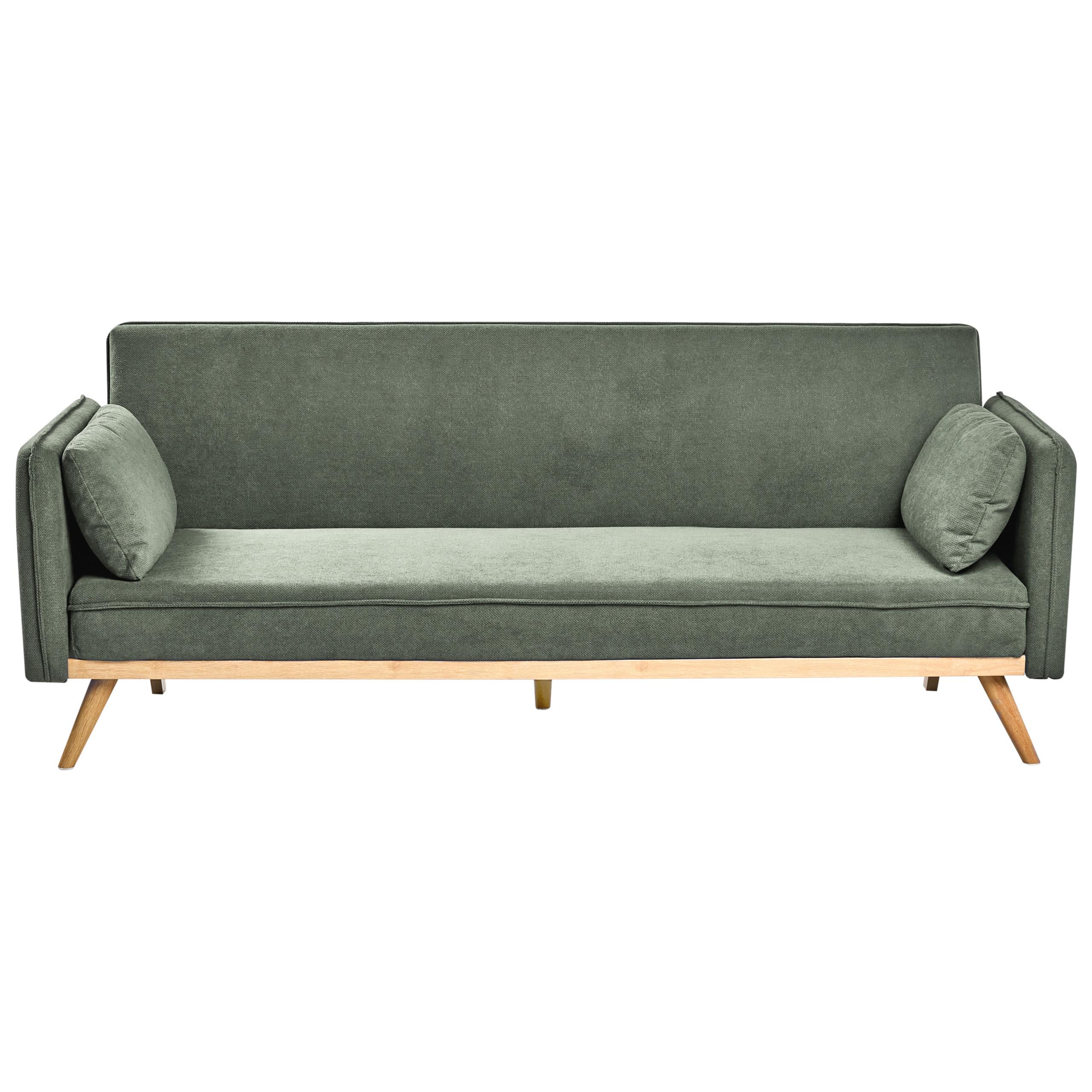 SCHLAFSOFA Stoff Hellgrün Asaa - Hellgrün/Braun, Textil (205/76/80cm) - Beliani