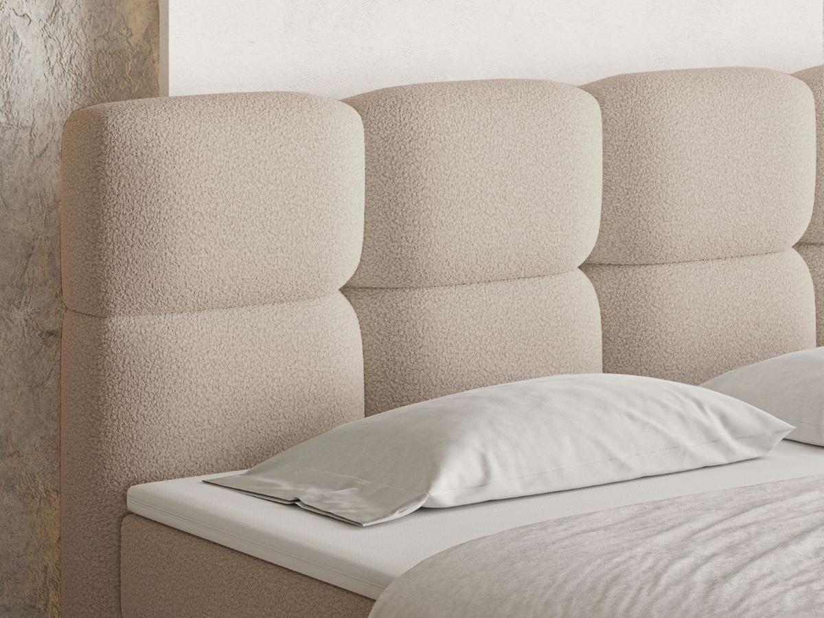 BOXBETT Rivon 160x200 Bouclé-Stoff Beige - Beige, Holz/Textil (160/200cm) - Graingold