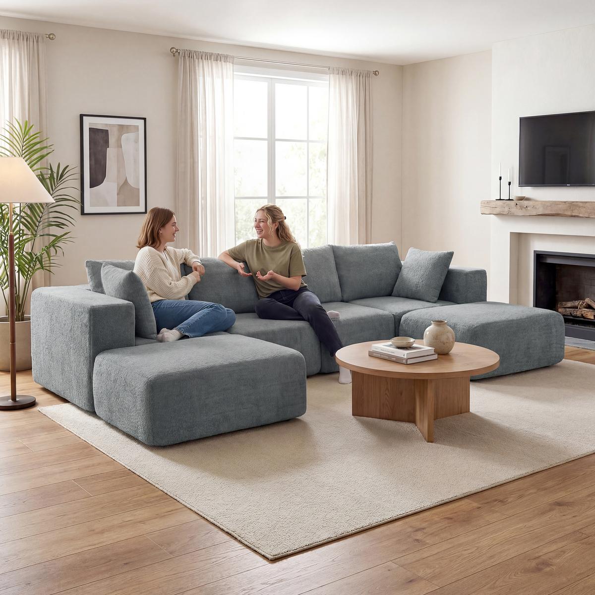 ECKSOFA U-Form 294/165/70 cm Dunkelgrau - Dunkelgrau, Textil (165/294cm) - HOMCOM