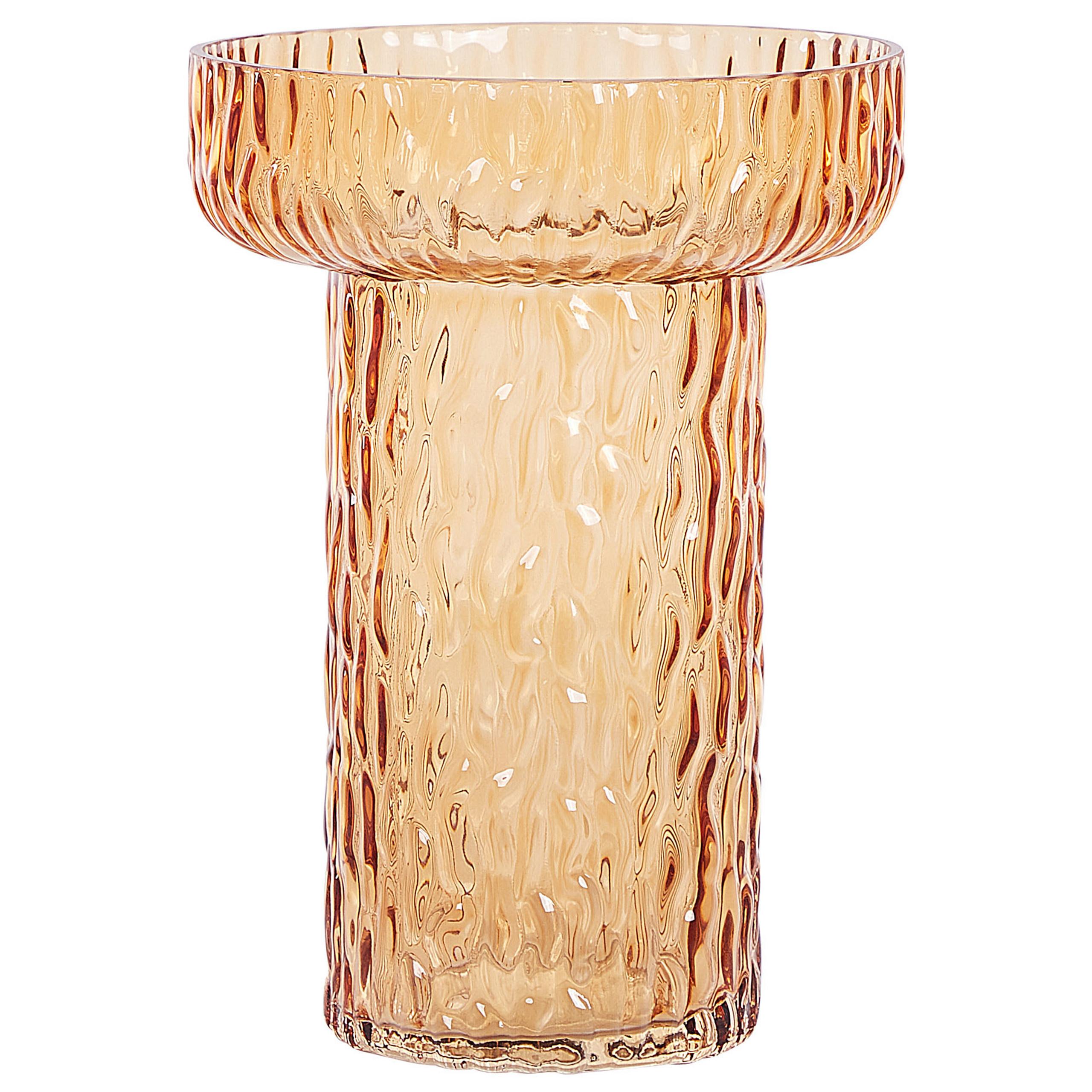 BLUMENVASE Glas orange Platania - Orange, Glas (20cm) - Beliani