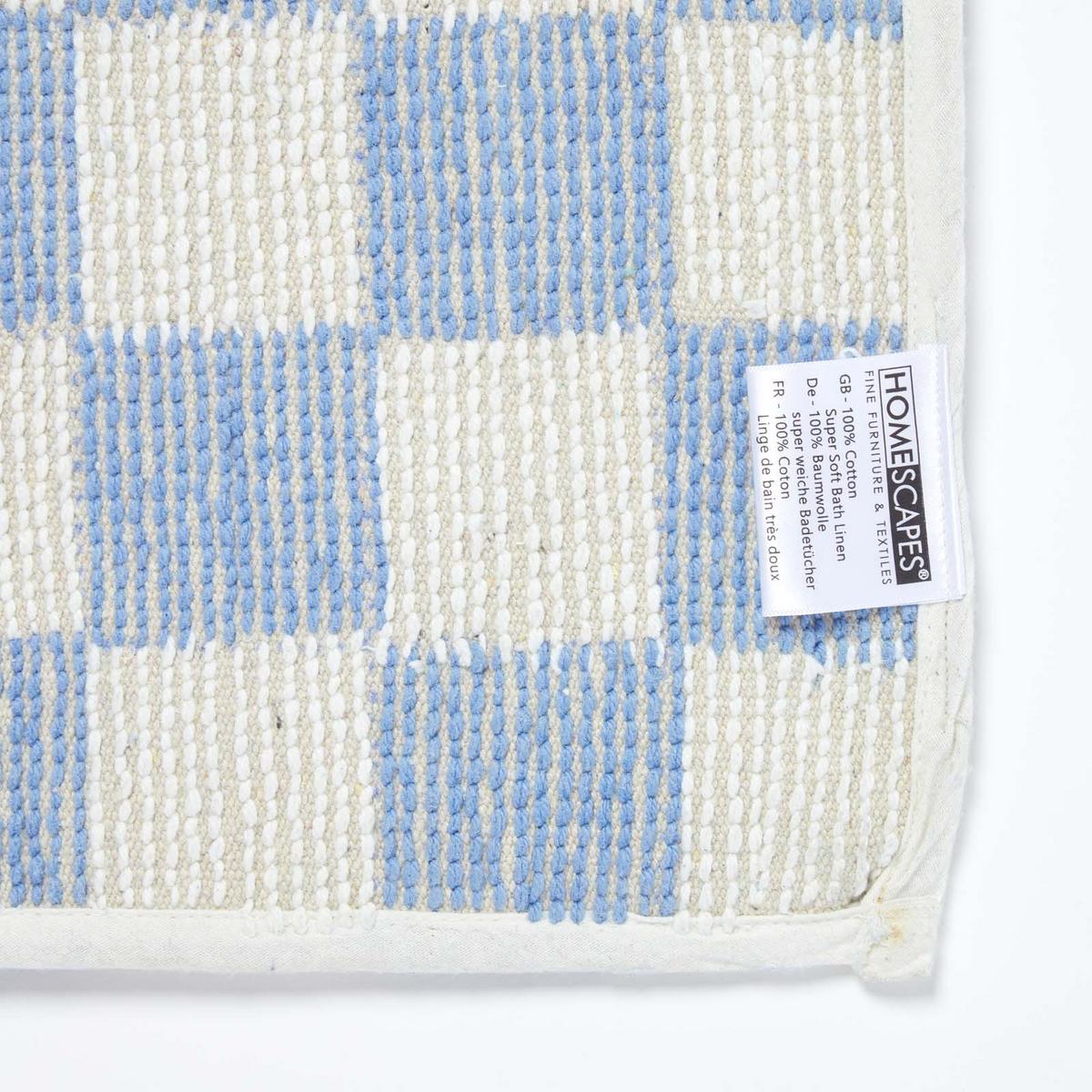 BADEMATTE 50/80 cm Karomuster, Baumwolle - Blau, Textil (50/80cm) - Homescapes