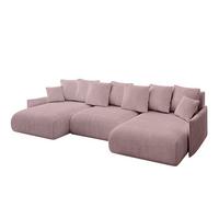 WOHNLANDSCHAFT mit Schlaffunktion und Bettkasten ONESK-U-v1 317x177x72 Rosa Cord - Rosa, Holzwerkstoff/Kunststoff (317/72/177cm) - ALTDECOR
