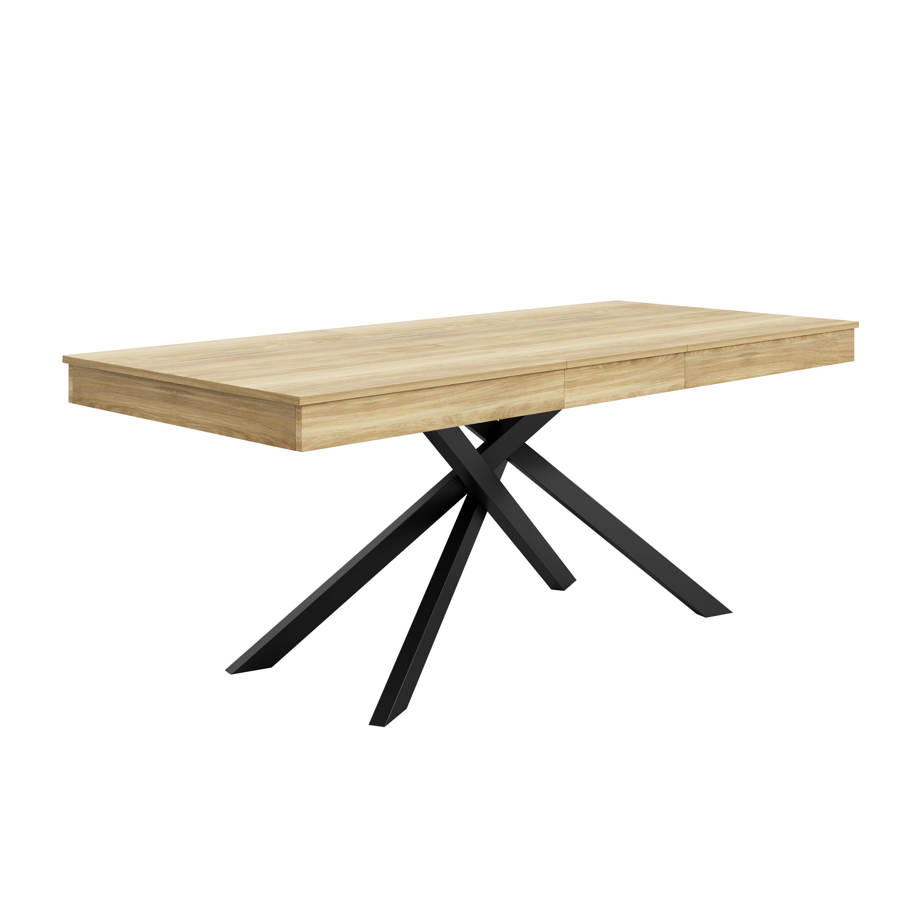 ESSTISCH Ausziehbar 140-180cm Eichenoptik MDF mit Metall Kreuzbeinen - Eichefarben, Holzwerkstoff (80/180/76cm) - Urban Meuble