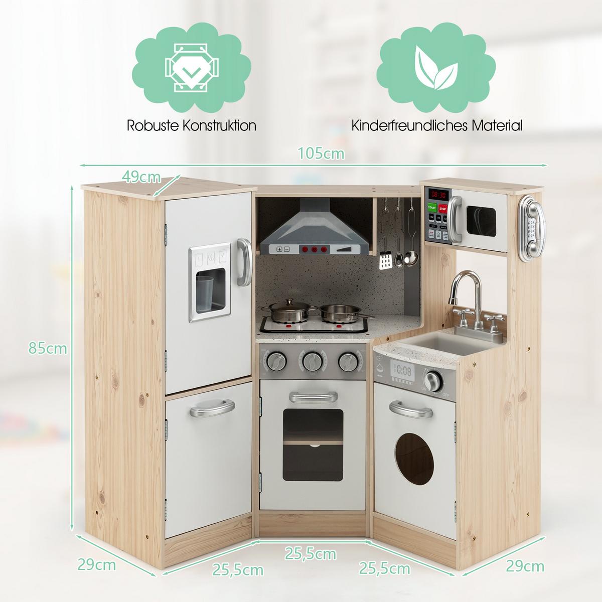 KINDERKÜCHEN Natur - Naturfarben, Holzwerkstoff (105/85/49cm) - COSTWAY
