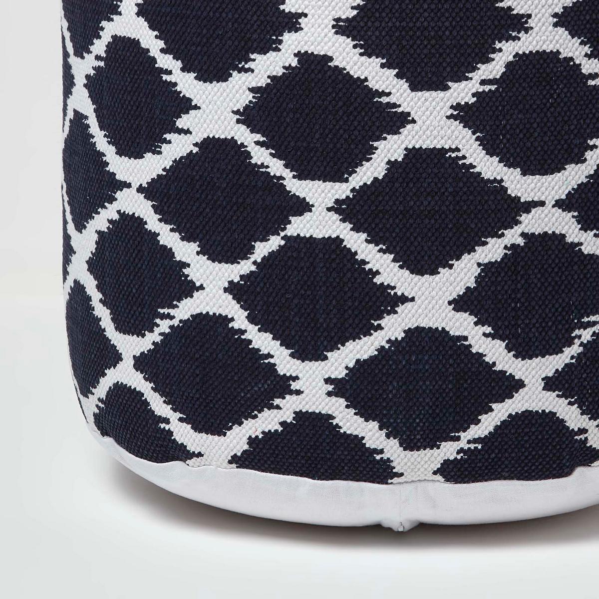SITZPOUF rund mit Ikat-Muster, 40/40/45 cm - Blau, Textil (45/40/45cm) - Homescapes