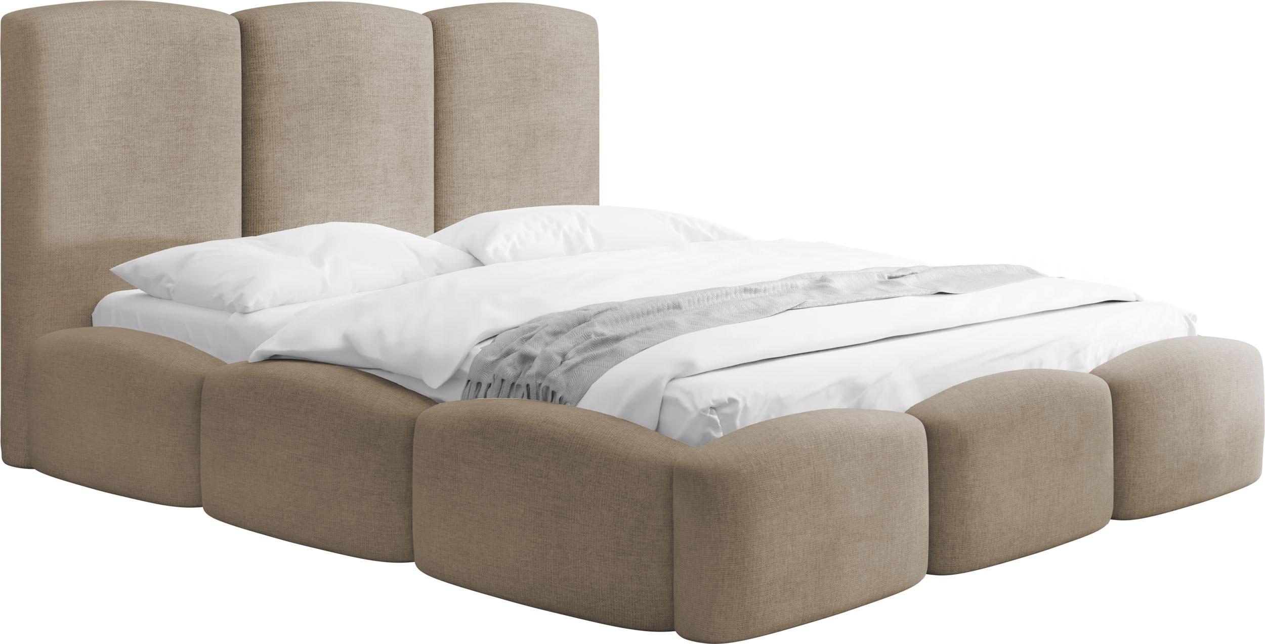 POLSTERBETT Harmony mit Bettkasten & Lattenrost in Braun Chenille 140 x 200 cm - Birkefarben/Braun, Holzwerkstoff/Kunststoff (140/200cm) - WFL GROUP