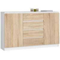 KOMMODE Weiß, Eiche Sonoma 99/160/40 - Weiß, Holzwerkstoff (160/99/40cm) - RAUMHIRSCH FURNITURE