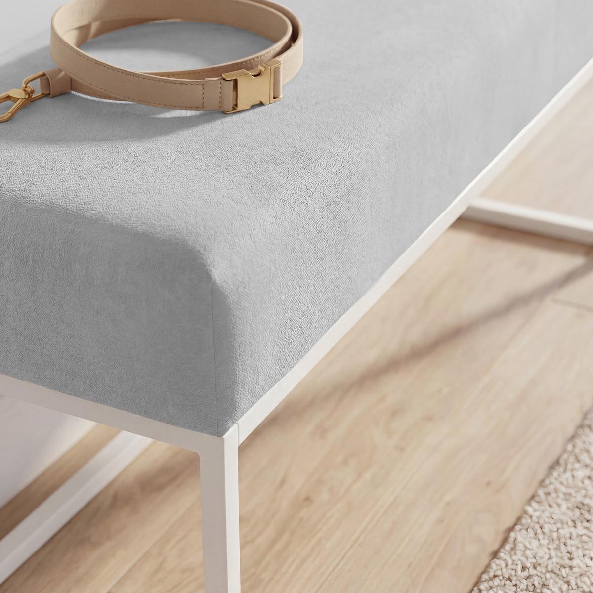 POLSTERBANK PURE 90 cm Metallgestell, Weiß / Grau - Grau, Textil/Metall (90/44/30cm) - Idohome