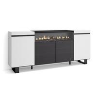 SIDEBOARD Elektrokamin, weiß und schwarz, 200/35/87cm - Multicolor/Schwarz, Holzwerkstoff (200/87/35cm) - Skraut Home