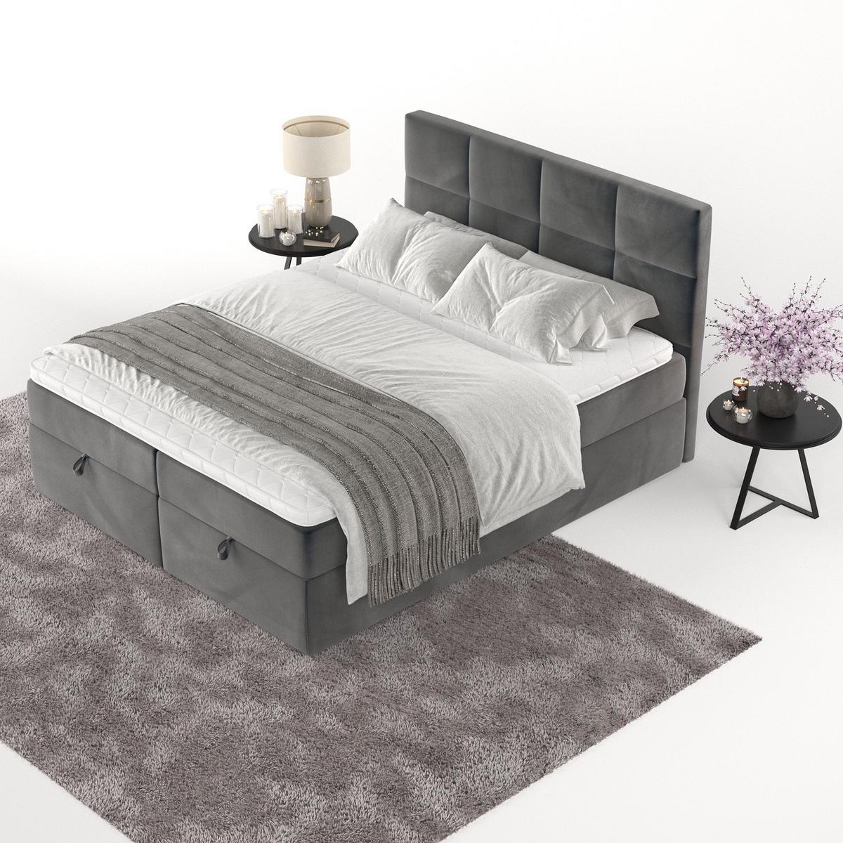 BOXBETT Velto 180/200 cm Anthrazit im Paros Stoff - Anthrazit/Schwarz, Holz/Holzwerkstoff (180/200cm) - AltaBeds