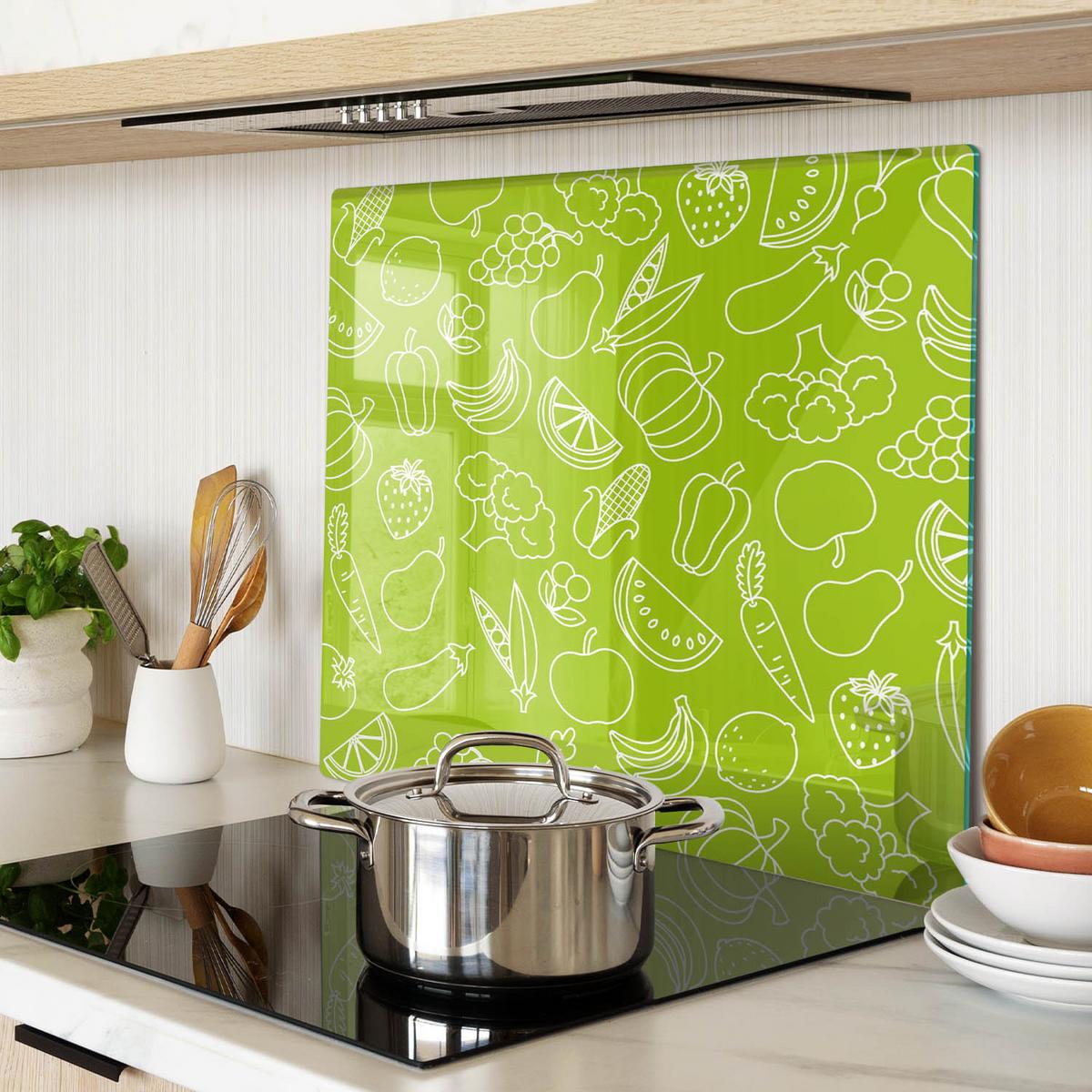 GLASPLATTE 60x52 cm Obst und Gemüse - Grün, Glas (60/0.4/52cm) - TULUP