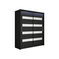 SCHWEBETÜRENSCHRANK Westa IV, mit RGB LED Beleuchtung - Silberfarben/Schwarz, Holzwerkstoff/Metall (150/200/58cm) - MIRJAN24