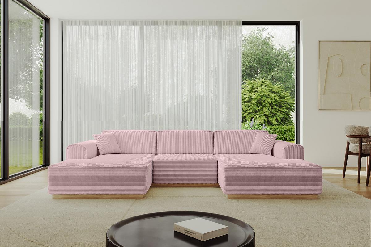 WOHNLANDSCHAFT IREA-U1-v2 - 301x165x80 cm Rosa - Rosa, Holzwerkstoff/Textil (301/80/165cm) - ALTDECOR