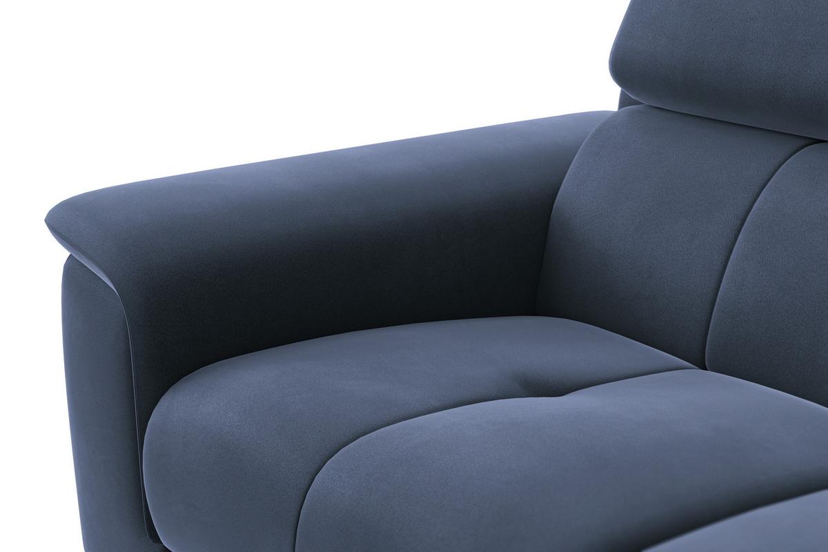 SOFA FIERO 2-Sitzer, Marineblauer Veloursstoff - Blau/Schwarz, Holz/Textil (170/82/103cm) - Courtois Laville