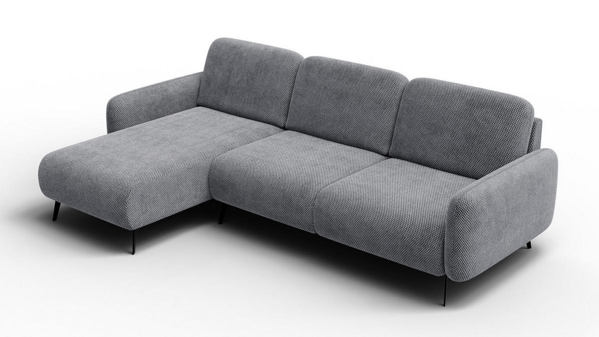 ECKSOFA FEBE 4-Sitzer links, grau - Schwarz/Grau, Holz/Textil (264/157cm) - Wozimo