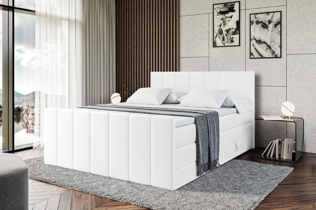 BOXSPRINGBETT MOETI-Z KING - 140x200 - H3/H4 - Weiß Hochglanz - Weiß Hochglanz, Holzwerkstoff (140/200cm) - ALTDECOR