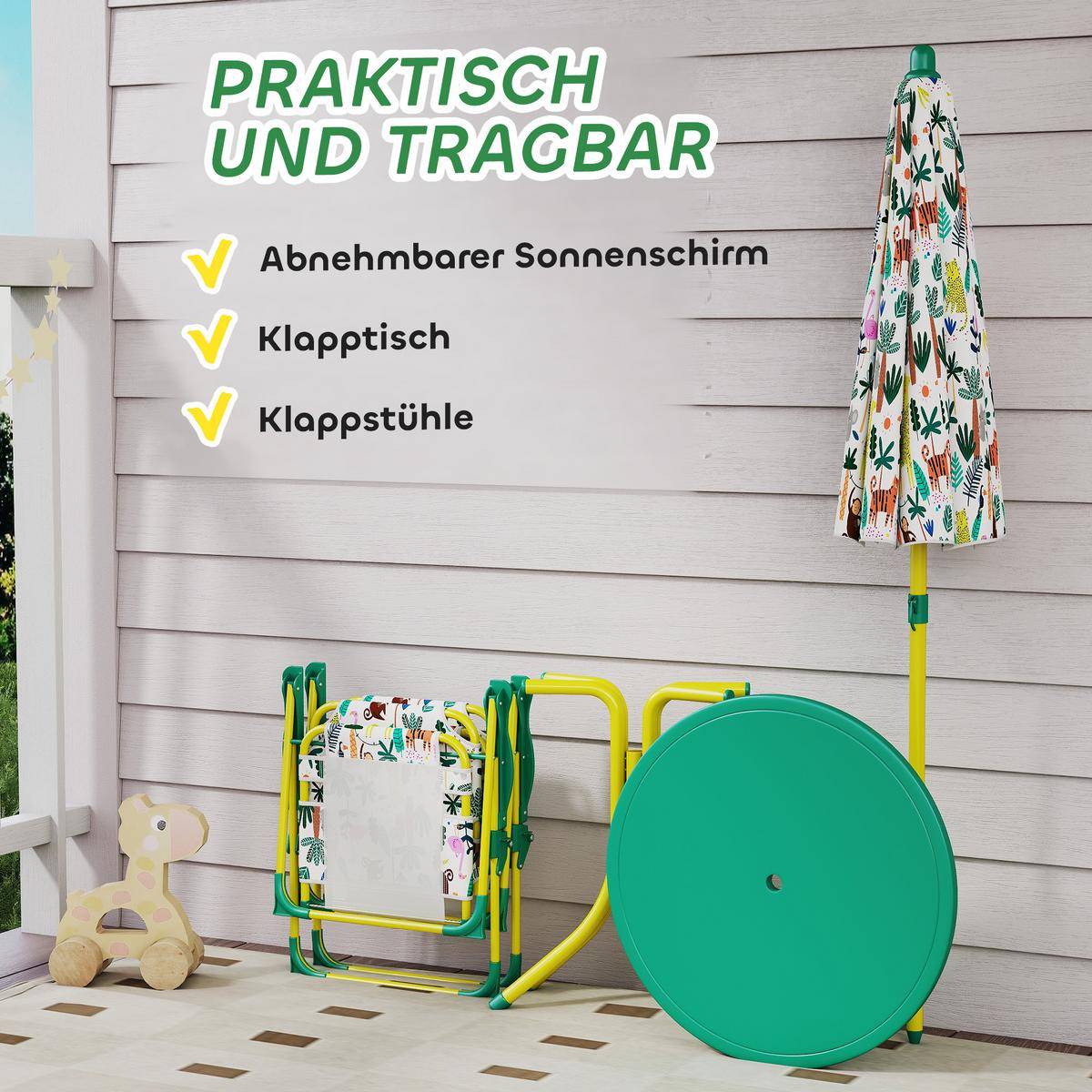 KINDER-GARTENMÖBEL Stahl Kunststoff Grün - Grün, Textil/Metall - AIYAPLAY