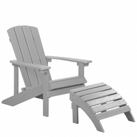 GARTENSTUHL mit Fußhocker Kunstholz hellgrau Adirondack - Hellgrau, Kunststoff (75/88/88cm) - Beliani
