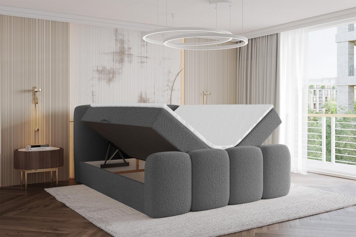 BOXBETT mit Matratze H4 - NINA-Z - 120x200 cm Grau - Titanfarben, Holzwerkstoff (120/200cm) - ALTDECOR