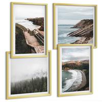 BILDER SET 4er Set - 50x50 cm & 40x60 cm Goldrahmen - Klippenblicke, Strandlandschaften - Goldfarben, Kunststoff (50/50cm) - TULUP