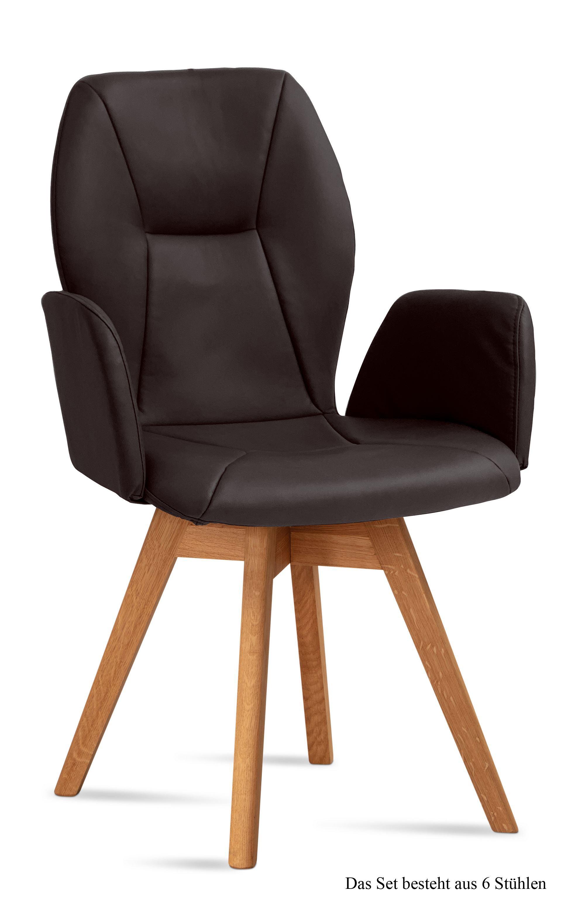 ARMLEHNSTUHL drehbar (6er-Set) Draia 58x92x60 Eiche geölt/Espresso - Eichefarben/Dunkelbraun, Kunststoff (60/92/58cm) - 58aufmkessel