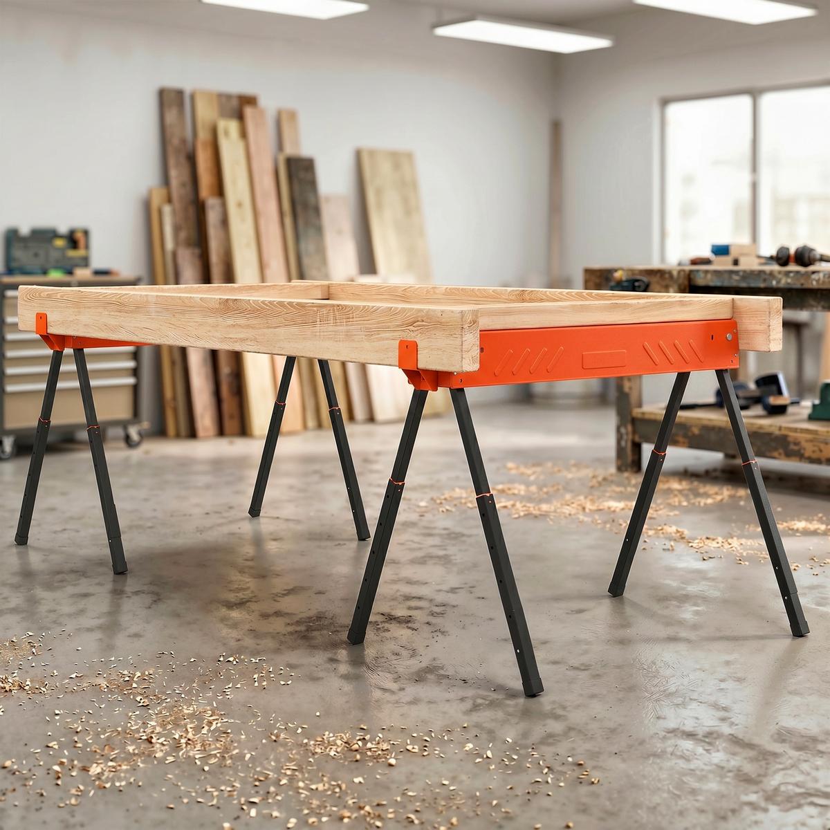 SÄGEBOCK 2er Set Metall EVA Orange - Orange, Metall (93/50/85.5cm) - HOMCOM