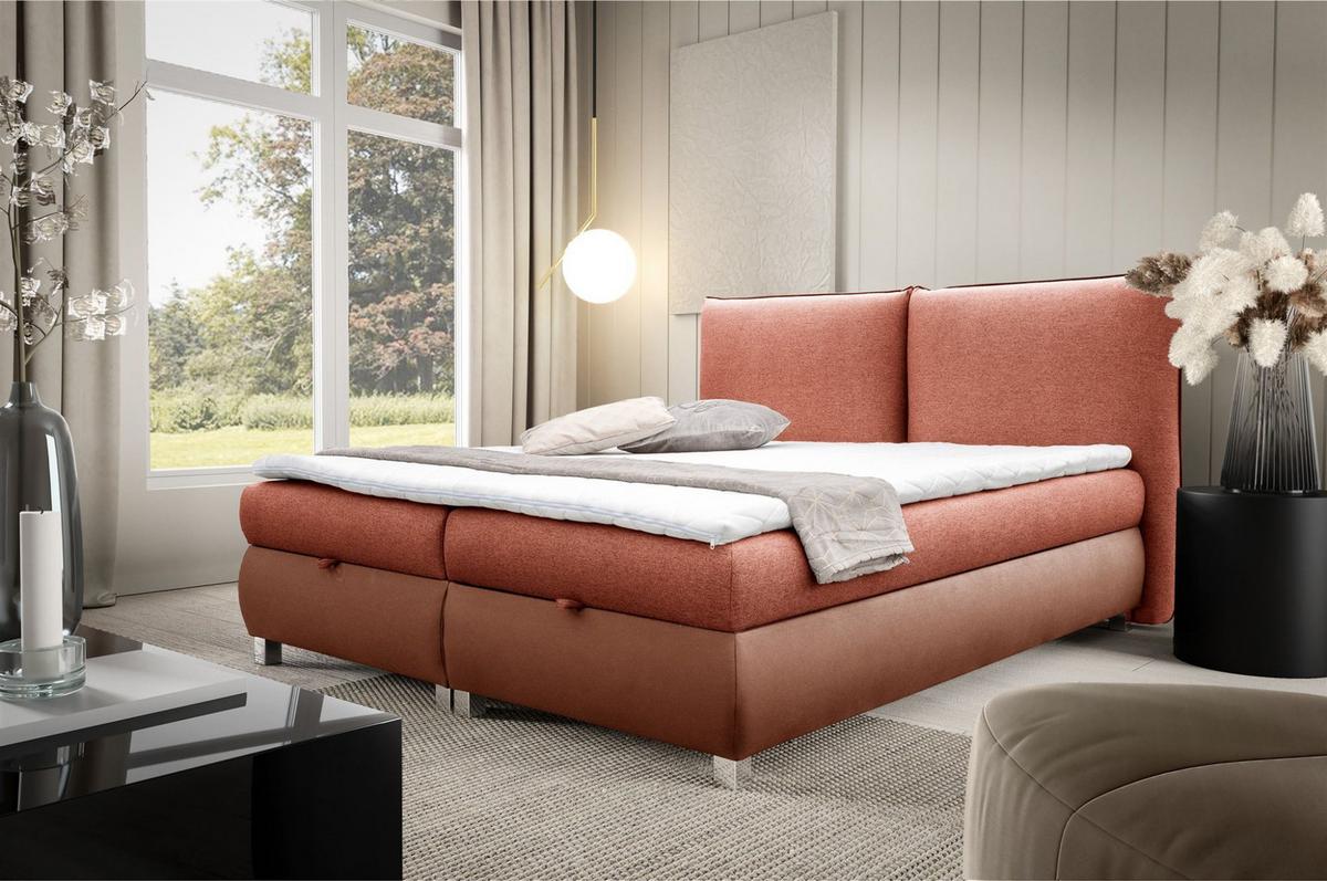 BOXBETT Valentin In Neve - Rotbraun, Holzwerkstoff/Textil (180/200cm) - Fun Möbel