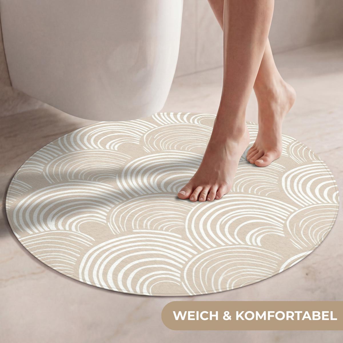 WC-VORLEGER Wellen - Textur - Beige Toilettenteppich 70x70 cm - Kaschmir, Textil (70/1cm) - OnlyWow