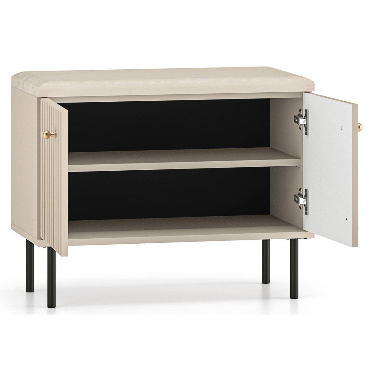 SCHUHSCHRANK Caletto Beige 68 cm - Beige/Goldfarben, Holzwerkstoff/Metall (68/55/34cm) - Selsey