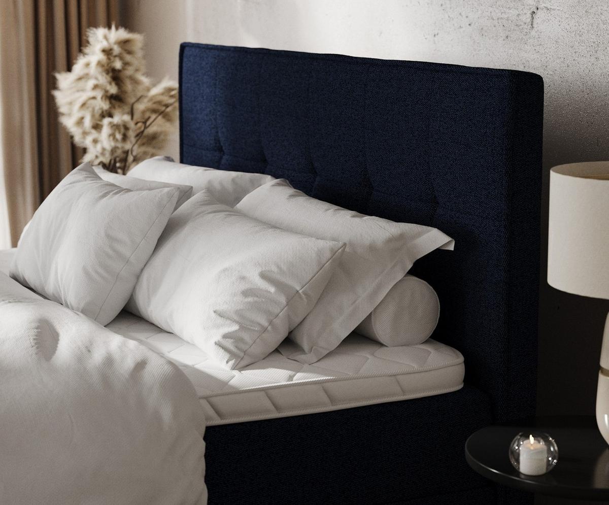 BOXBETT Tivra 160/200 cm Marineblau im Riva Stoff - Schwarz/Dunkelblau, Holz/Holzwerkstoff (160/200cm) - AltaBeds