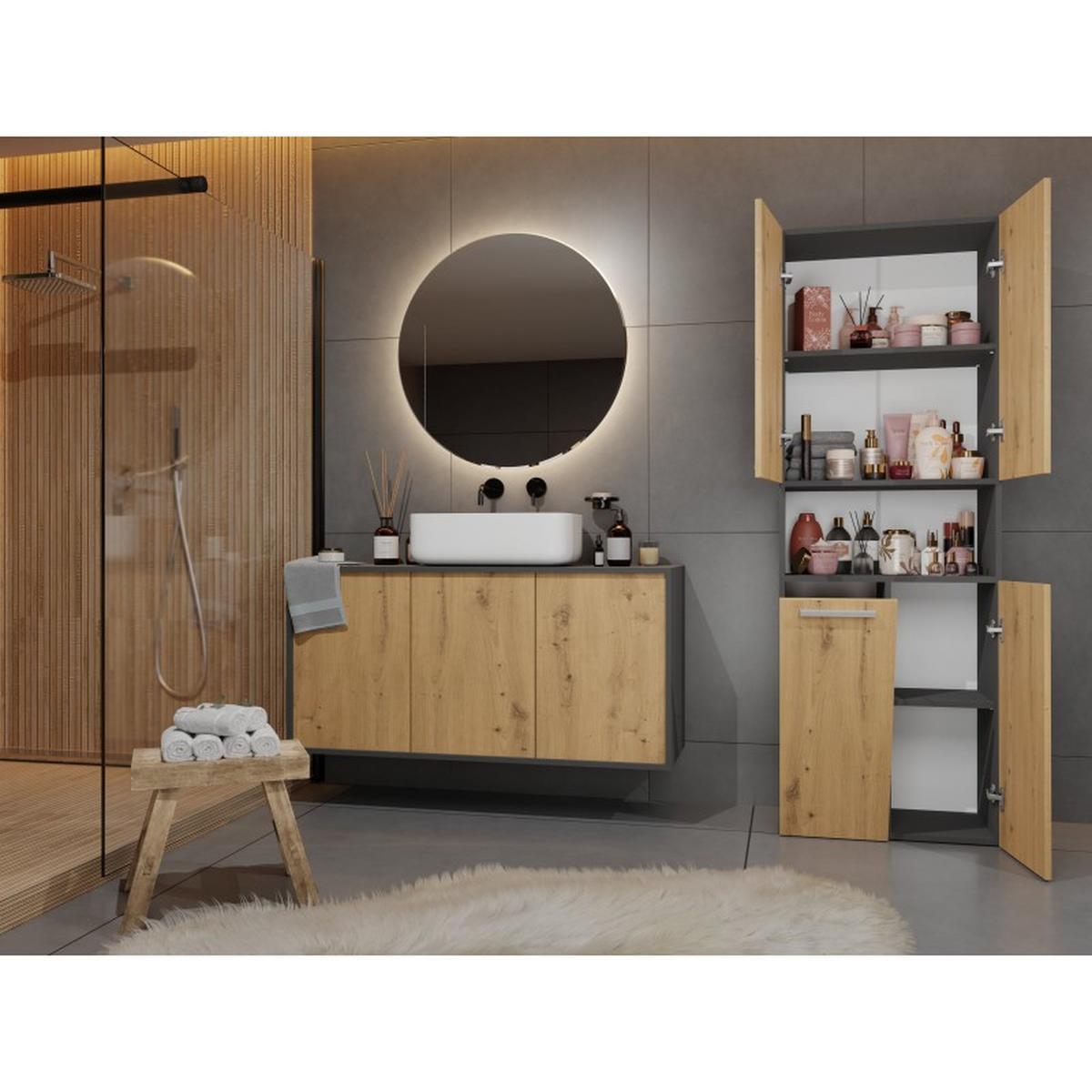 BADEZIMMERSCHRANK Anthrazit, Artisan 60/174/30 - Anthrazit, Holzwerkstoff (60/174/30cm) - RAUMHIRSCH FURNITURE