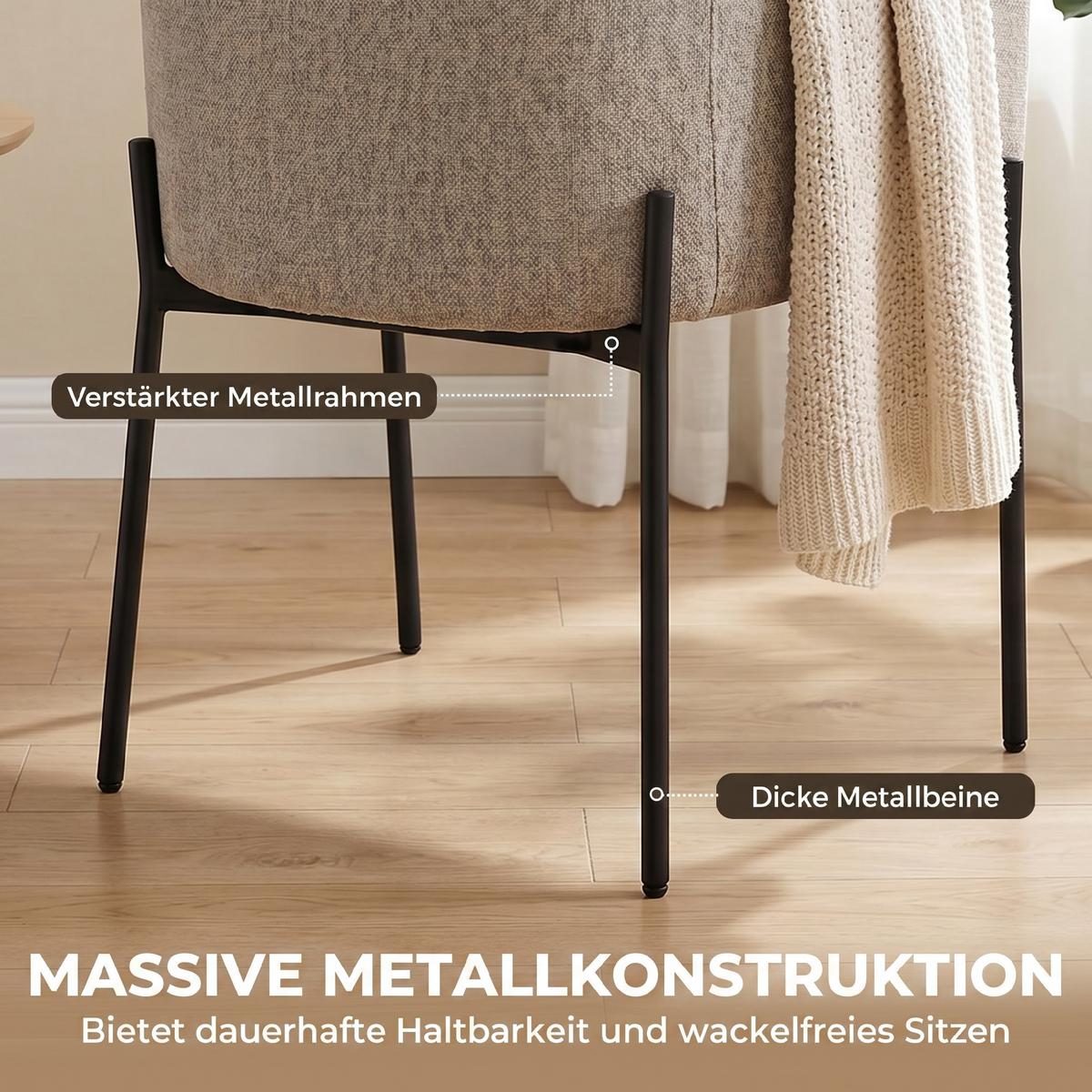 SESSEL Polyester Hellbraun - Hellbraun/Schwarz, Textil/Metall (57/83/60cm) - HOMCOM