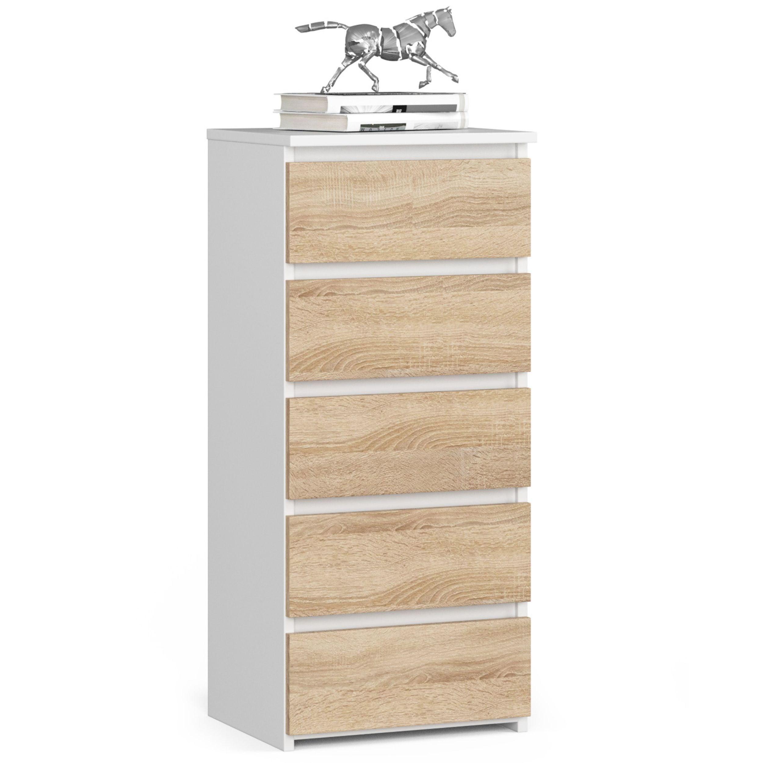 KOMMODE Weiß, Eiche Sonoma 92/40/35 - Weiß, Holzwerkstoff (40/92/35cm) - RAUMHIRSCH FURNITURE