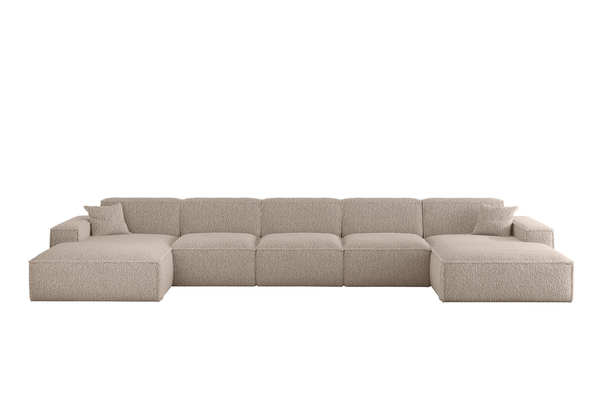 WOHNLANDSCHAFT Celes Premium Xl Sven - Hellbraun, Holzwerkstoff/Textil (462/73/165cm) - Fun Möbel