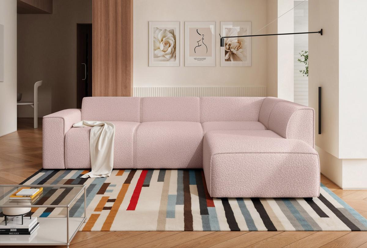 ECKSOFA ZAVO Rechts Feiner Mischstoff in Rosa - Rosa, Kunststoff/Textil (310/218cm) - Idohome