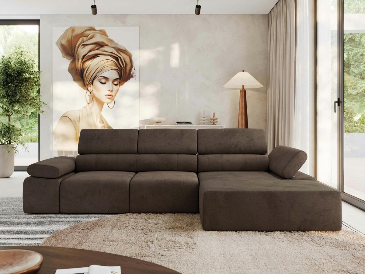 ECKSOFA RILASSO L Braun Velvet - rechts - Schwarz/Braun, Kunststoff/Textil (174/296cm) - MKS