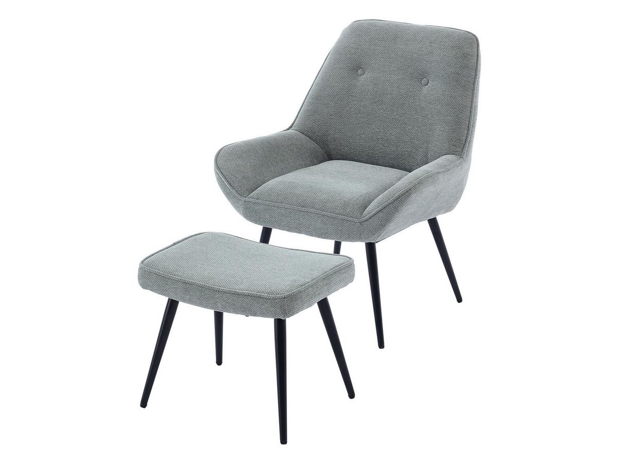 SESSEL Zorto Muz 809B mit Fußbank - Schwarz/Grau, Holz/Textil (73/89/73cm) - MIRJAN24